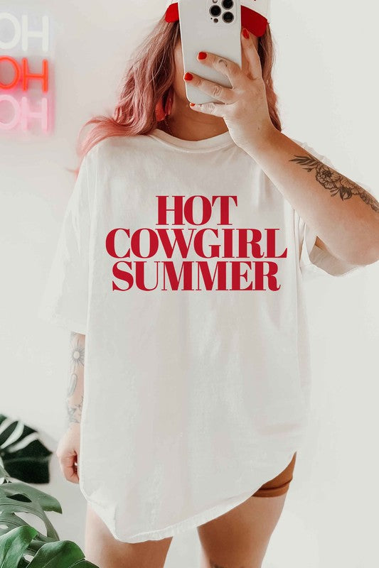 HOT Cowgirl Summer Oversized Tee - Premium T-Shirt from ALPHIA - Just $41! Shop now at Ida Louise Boutique