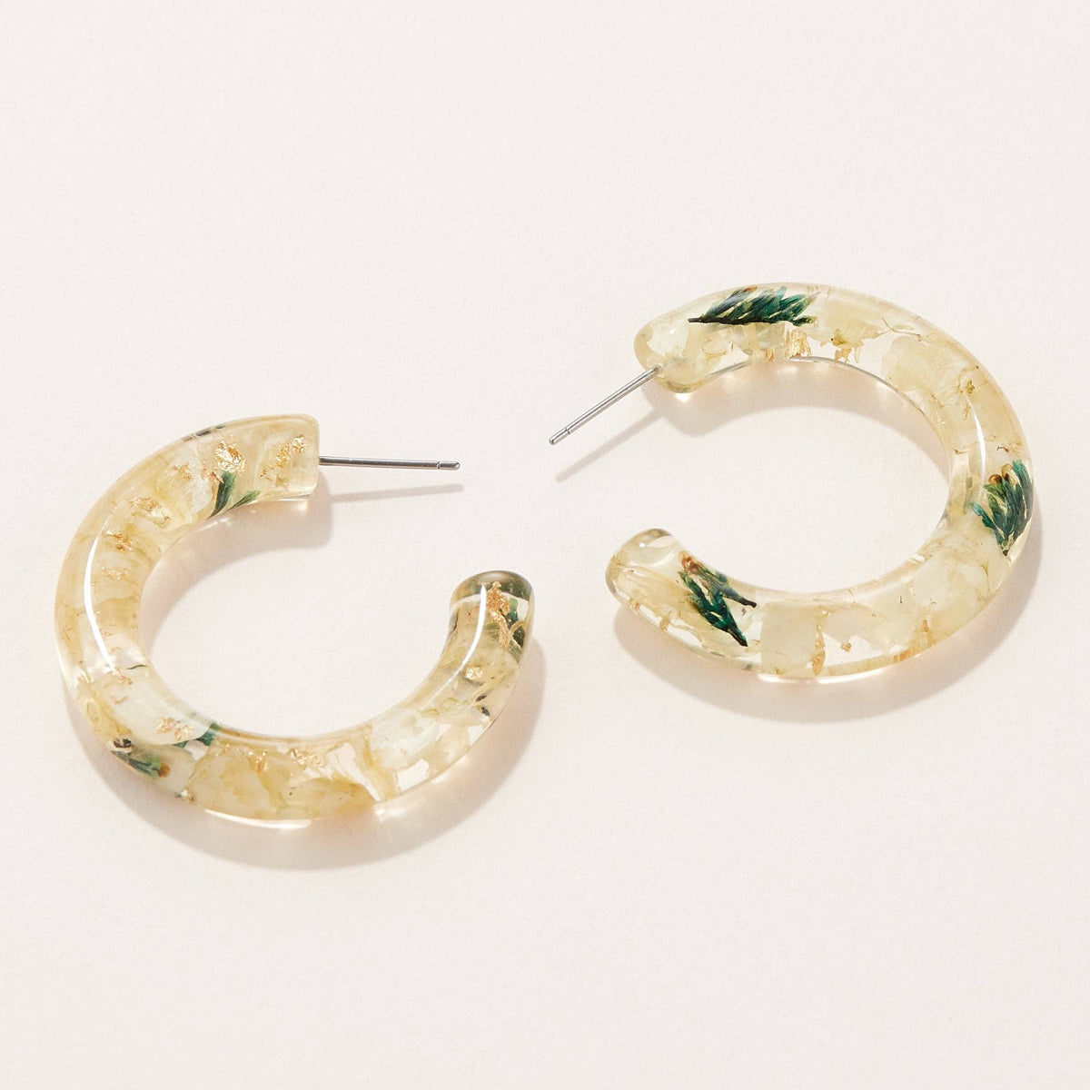 Pressed Flower Medium Hoop Earrings - Premium Earrings from FRÉM - Just $12! Shop now at Ida Louise Boutique