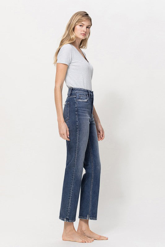 Distressed High Rise Stretch Ankle Straight - Premium Jeans from Flying Monkey - Just $68! Shop now at Ida Louise Boutique
