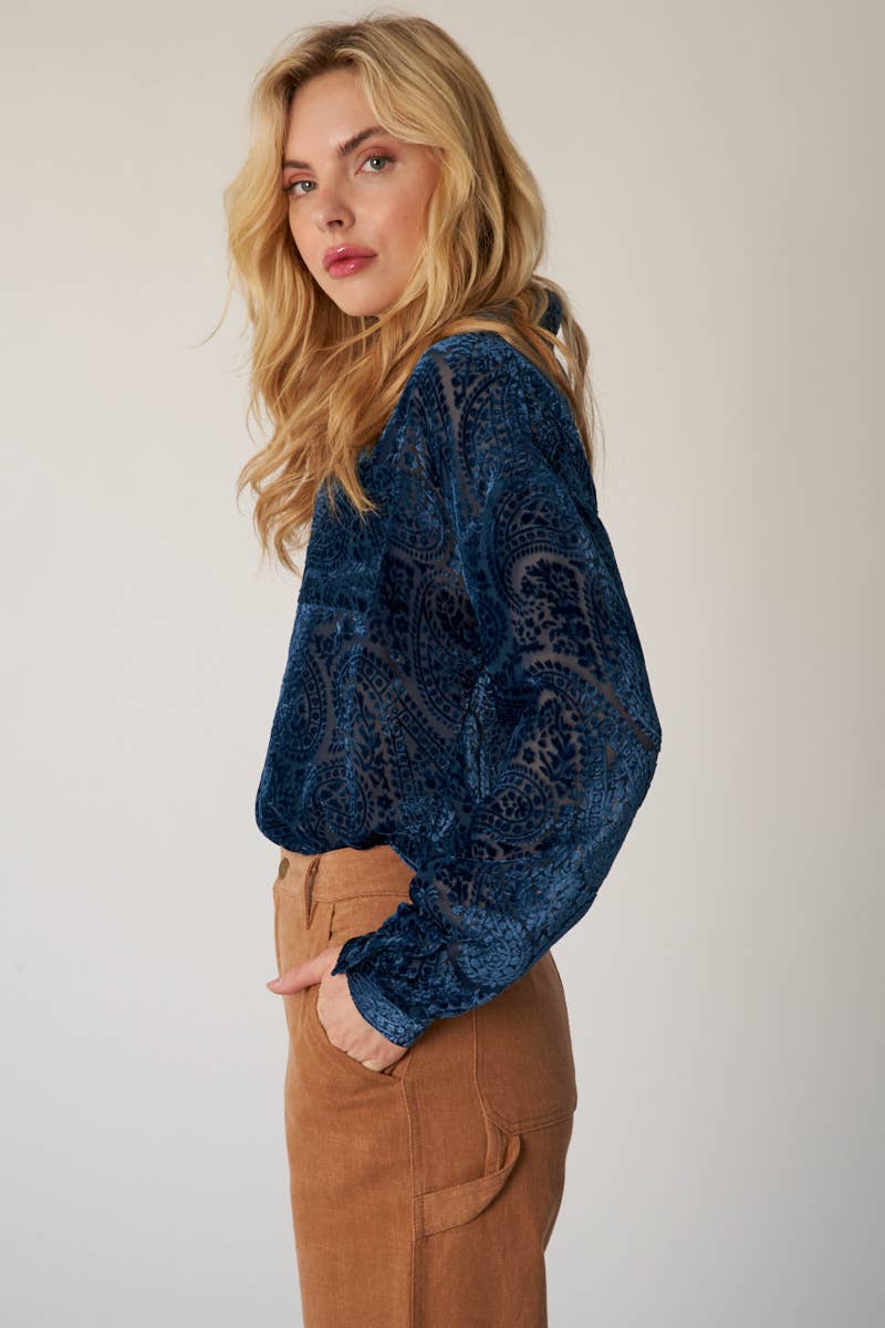 Grace Button Down Velvet Shirt - Premium Tops from Sage + Fig - Just $42! Shop now at Ida Louise Boutique