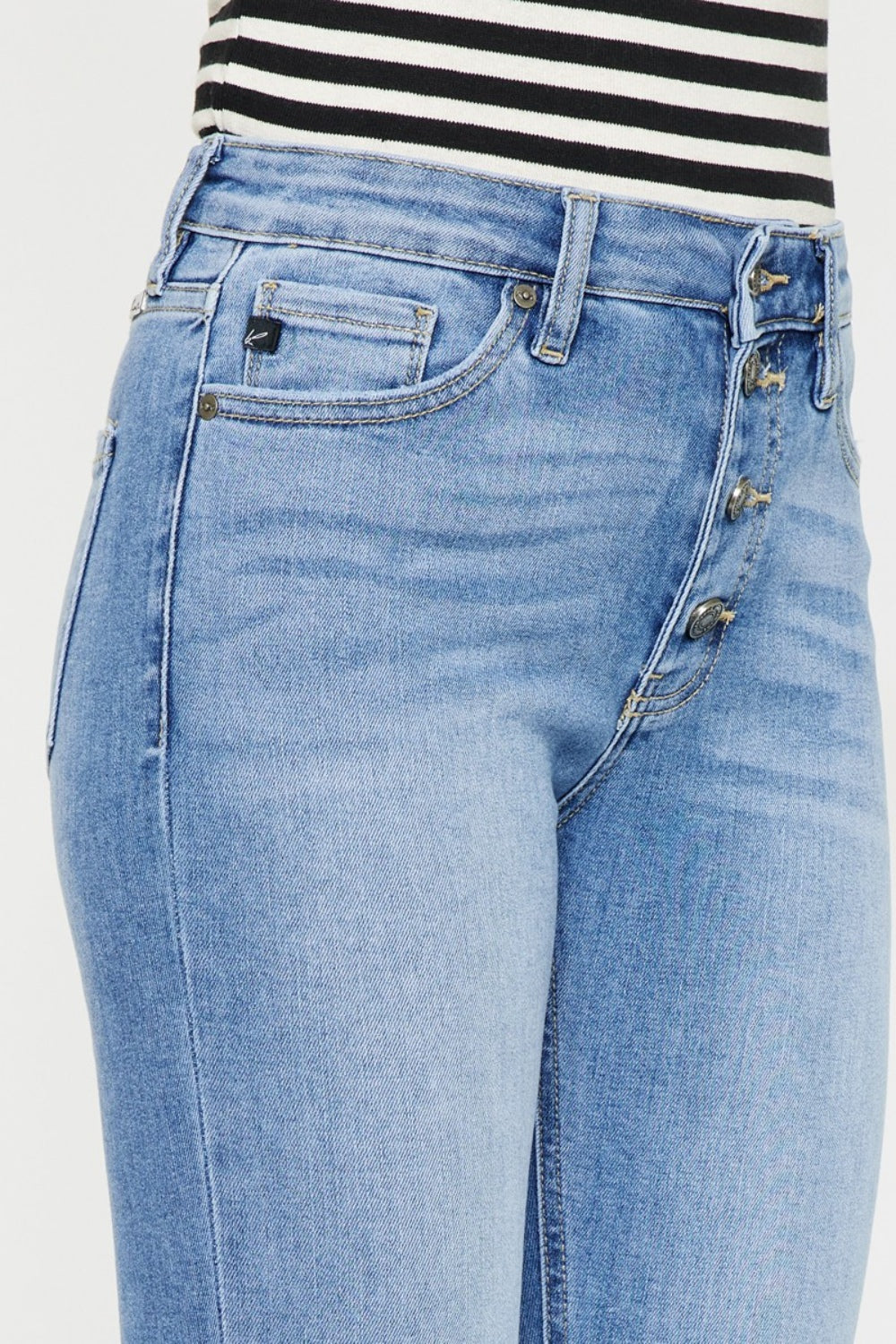 Kancan Distressed Cat's Whiskers Button Fly Jeans - Premium Jeans from Trendsi - Just $69! Shop now at Ida Louise Boutique