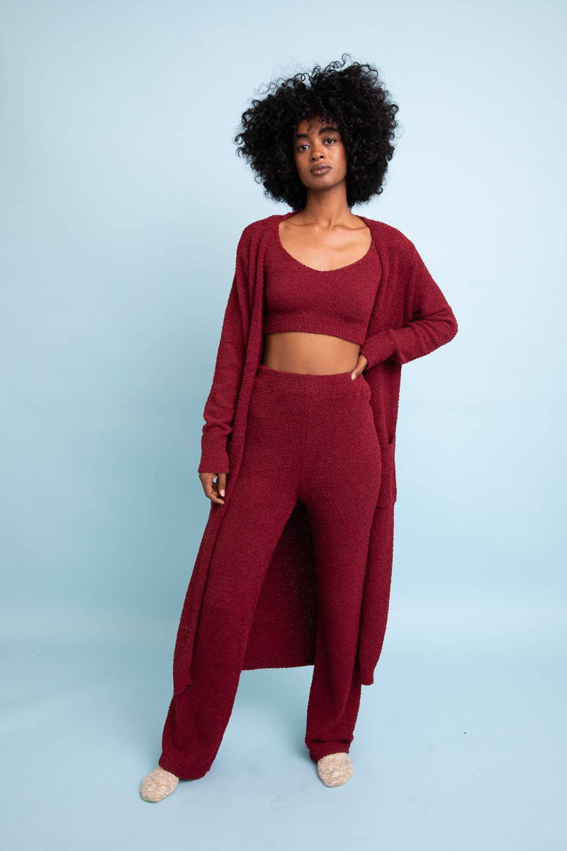 Boucle Cozy Longline Cardigan w/ Pockets: Maroon - Premium Tops from Leto Accessories - Just $50! Shop now at Ida Louise Boutique