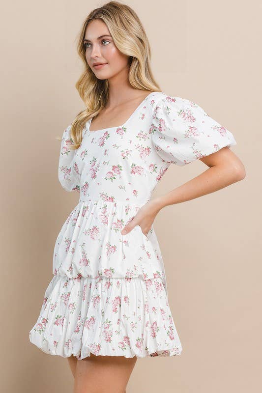 Floral Puff Sleeve Dress - Premium Dresses from TCEC - Just $70! Shop now at Ida Louise Boutique