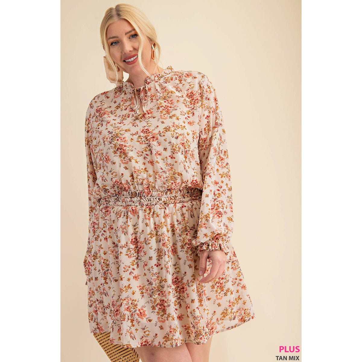 Plus ROMANTIC FLORAL PRINT LONG SLEEVE DRESS - Premium Dresses from Kori - Just $60! Shop now at Ida Louise Boutique