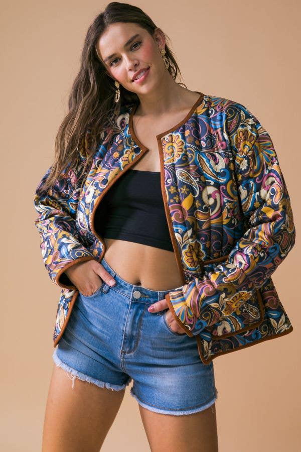 Paisley Quilted Jacket - Premium Jacket from FLYING TOMATO - Just $50! Shop now at Ida Louise Boutique