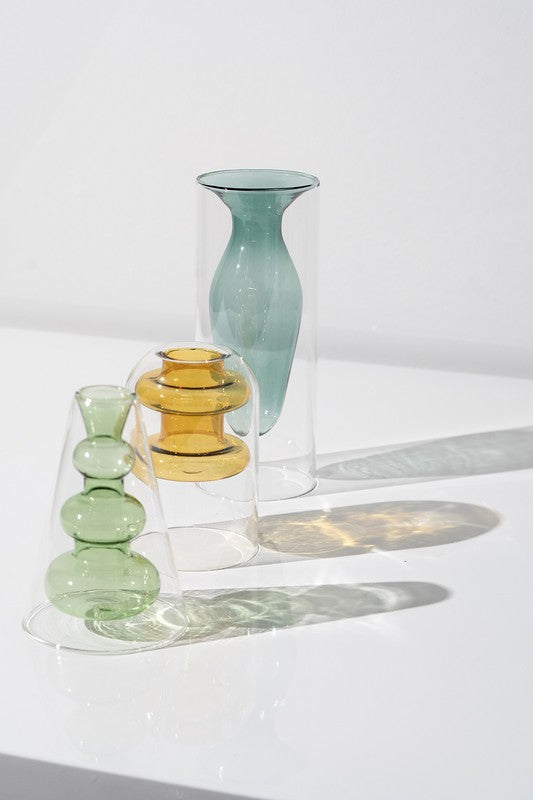 Double Layer Transparent Glass Vase 3 pcs/set - Premium Vase from ReeVe - Just $60! Shop now at Ida Louise Boutique
