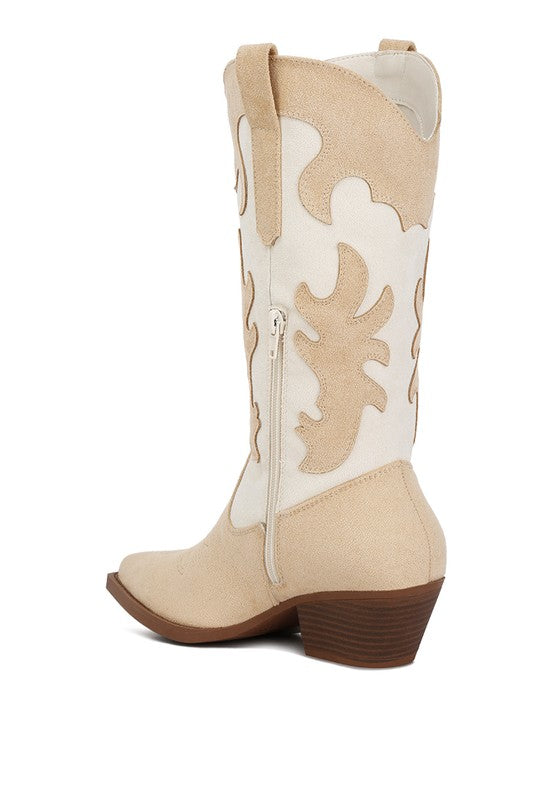 Adanna Micro Suede Patchwork Cowboy Boots - Premium Boots from Rag Company - Just $88! Shop now at Ida Louise Boutique