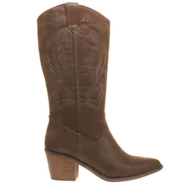 Western Embroider Heeled Cowboy Boot - Premium Cowboy Boots from Miami Shoe Wholesale - Just $75! Shop now at Ida Louise Boutique