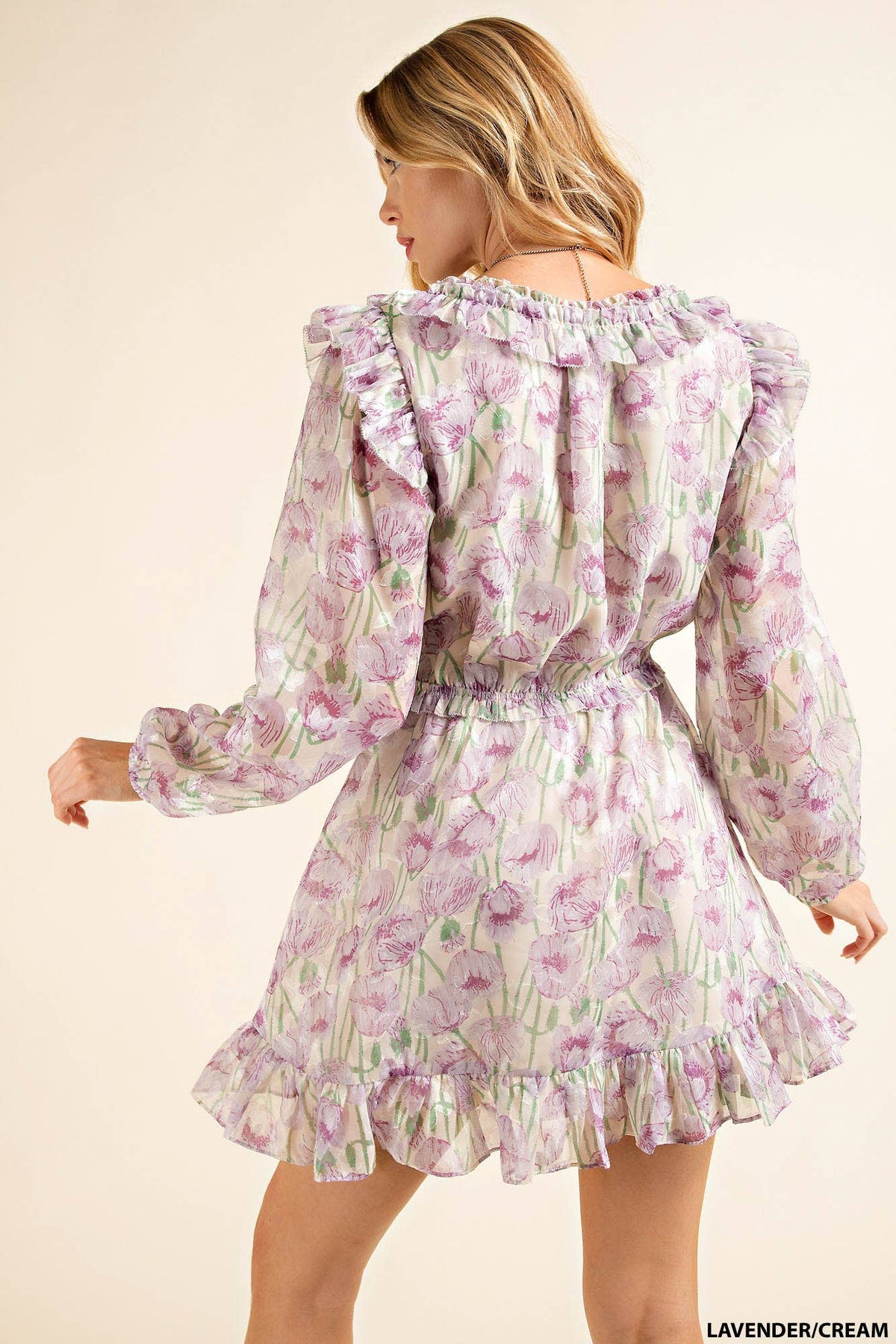 CHIFFON FLOWER PRINTED DRESS - Premium Dresses from Kori - Just $62! Shop now at Ida Louise Boutique