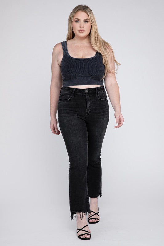 Plus Size High Rise Crop Flare Jeans - Premium Jeans from VERVET by Flying Monkey - Just $70! Shop now at Ida Louise Boutique