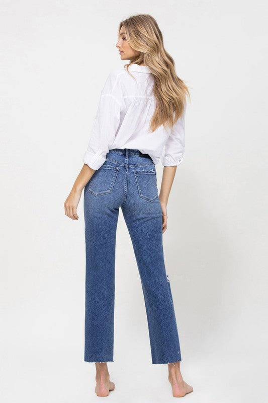 Distressed High Rise Ankle Relaxed Straight Jeans - Premium  from Flying Monkey - Just $70! Shop now at Ida Louise Boutique