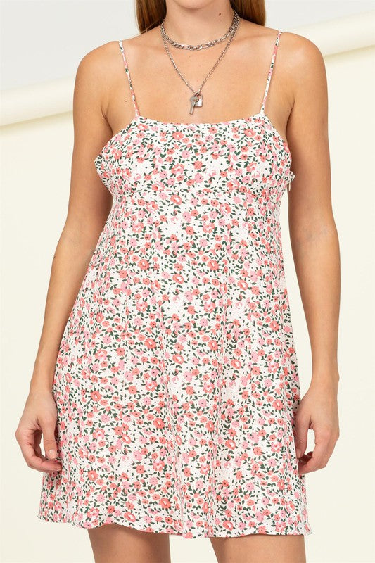 Gotta Find Me Floral Tie Back Women's Mini Dress - Premium Dresses from HYFVE - Just $48! Shop now at Ida Louise Boutique