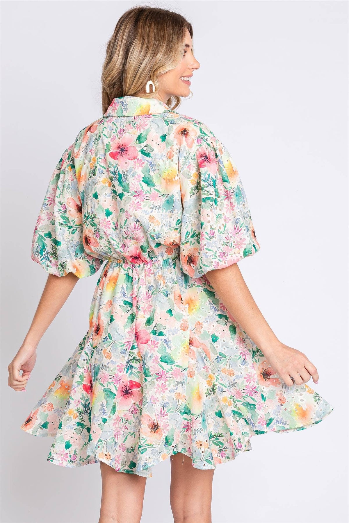 Floral Button Up Eyelet Dress S-3X - Premium Dress from GeeGee Clothing - Just $62! Shop now at Ida Louise Boutique