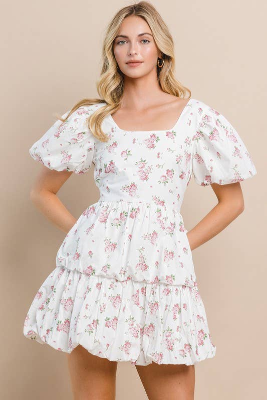 Floral Puff Sleeve Dress - Premium Dresses from TCEC - Just $70! Shop now at Ida Louise Boutique