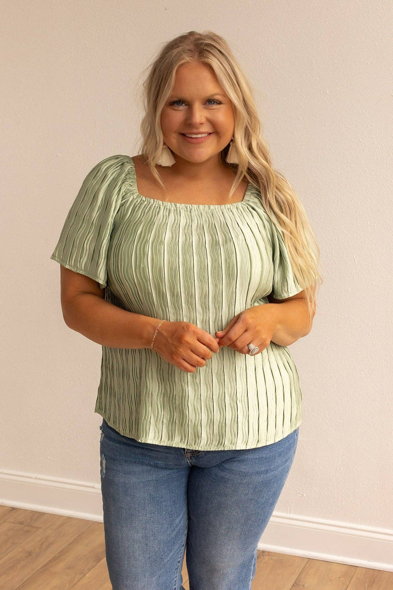 Lustrous Elegance Green Silk Top - Premium Tops from Southern Grace - Just $52! Shop now at Ida Louise Boutique