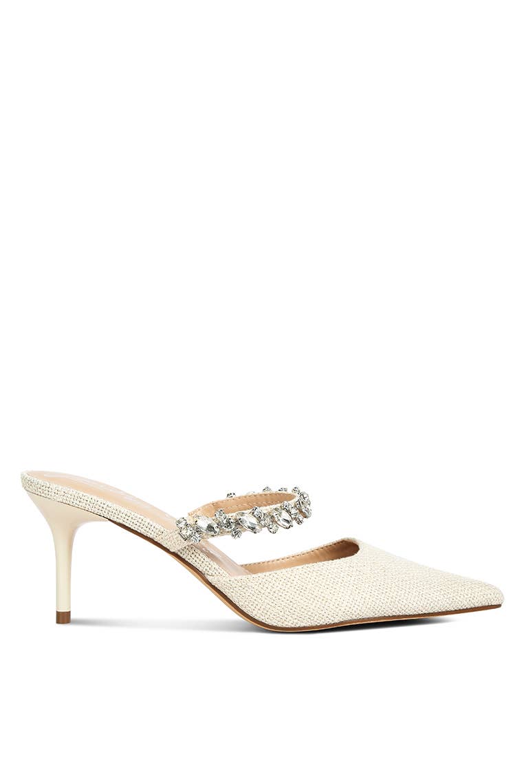 GRETA Diamante Embellished Kitten Heel Sandals - Premium Sandals from RagCompany - Just $48! Shop now at Ida Louise Boutique