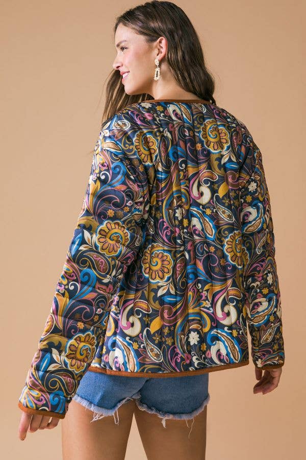 A printed woven jacket - IJ10212 - Premium  from FLYING TOMATO - Just $50! Shop now at Ida Louise Boutique