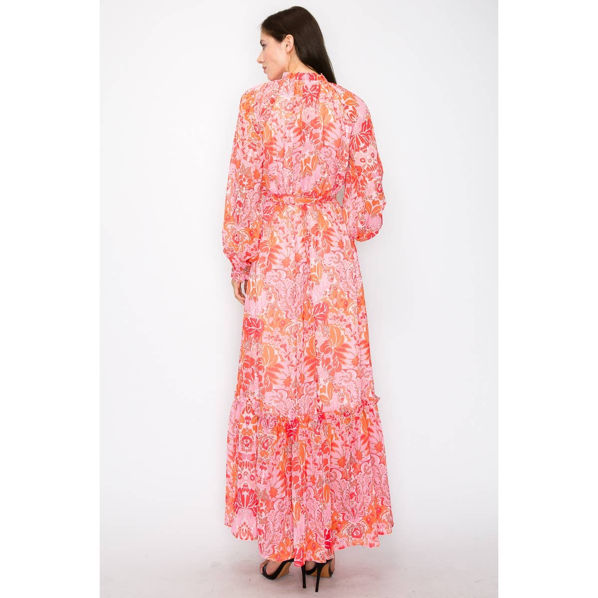 Floral print button down closure self tie maxi dress - Premium  from INA - Just $82! Shop now at Ida Louise Boutique