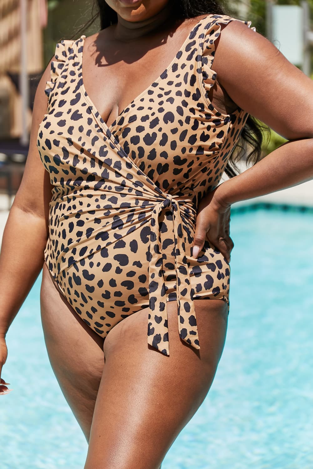 Marina West Swim Full Size Float On Ruffle Faux Wrap One-Piece in Leopard - Premium swim from Trendsi - Just $53! Shop now at Ida Louise Boutique