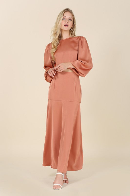 Dressed up satin two-piece mermaid dress set - Premium 2 Piece Set from Lilou - Just $62! Shop now at Ida Louise Boutique