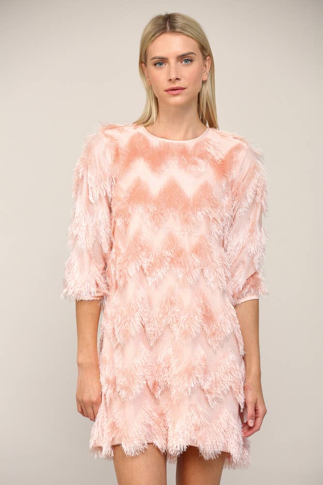 Tie Back Fringe Chevron Dress - Premium Dresses from FATE - Just $68! Shop now at Ida Louise Boutique