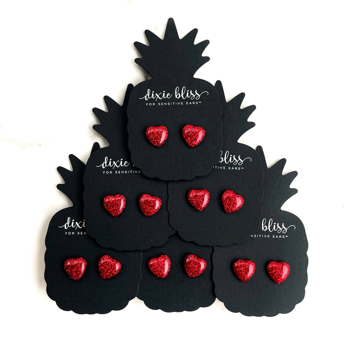 Glitter Dot Hearts in Ruby Red - Premium Earrings from Dixie Bliss - Just $12! Shop now at Ida Louise Boutique