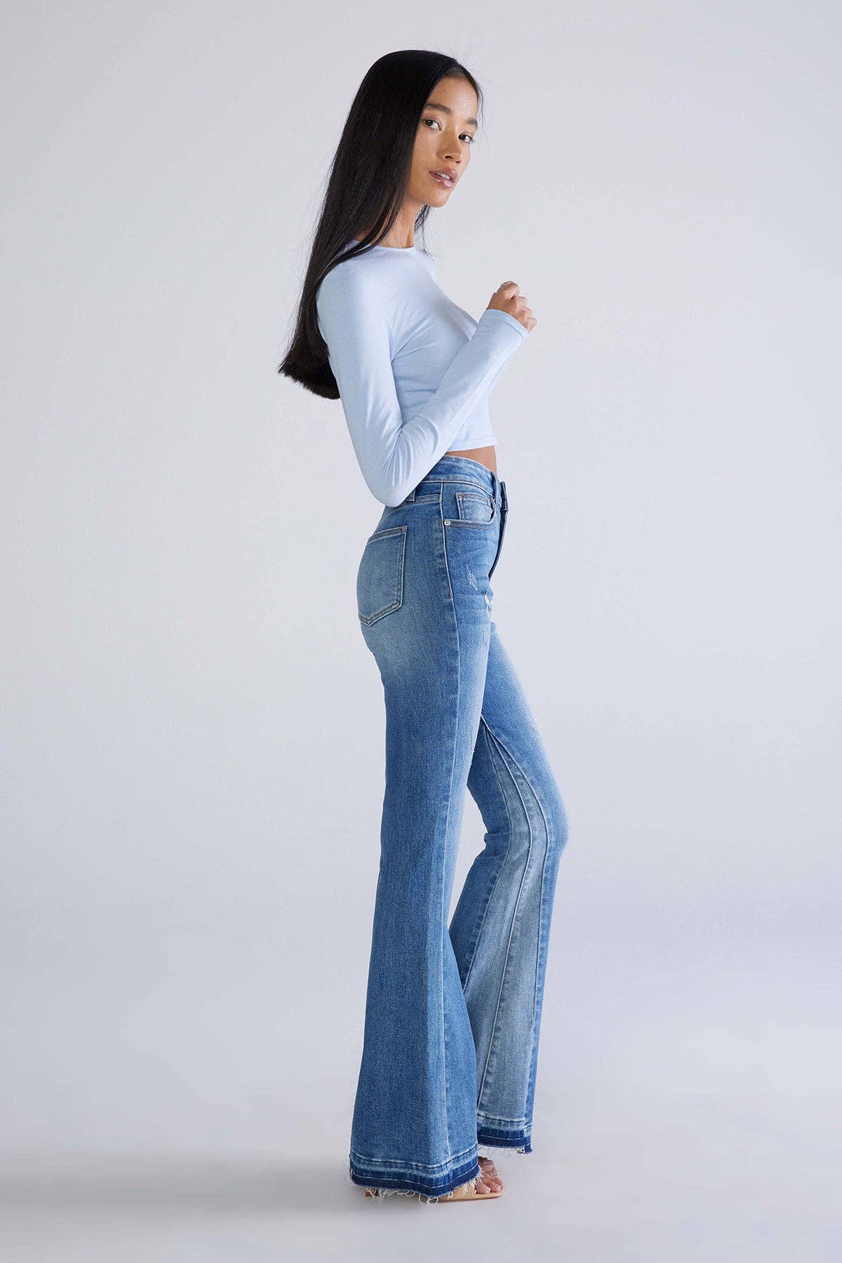 KanCan Rise Color Block Hem Flare Jeans - Premium Jeans from Ceros Jeans - Just $72! Shop now at Ida Louise Boutique
