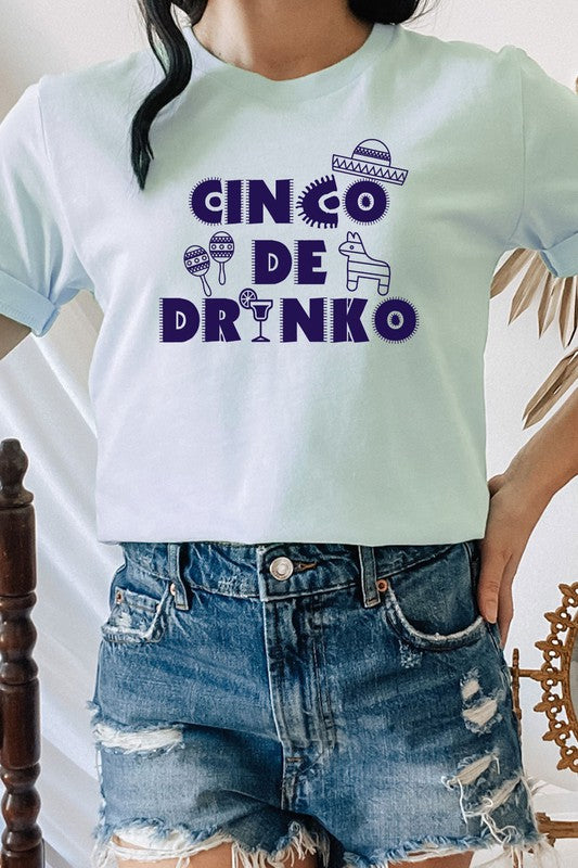 Cinco De Drinko Party Celebration Graphic Tee - Premium T-Shirt from Kissed Apparel - Just $31! Shop now at Ida Louise Boutique
