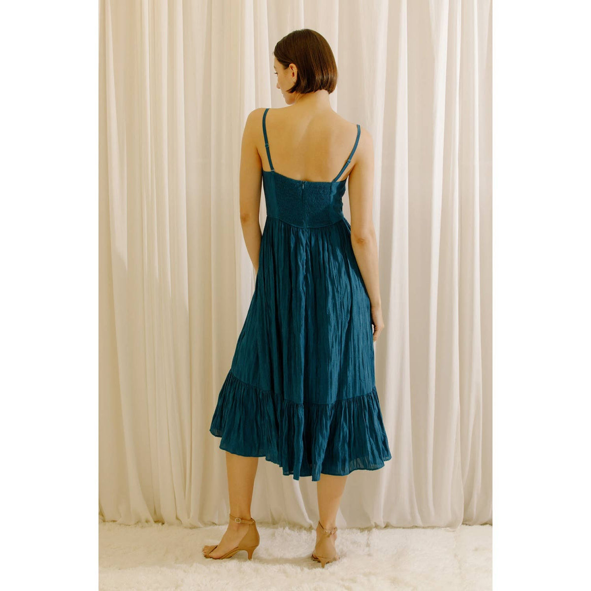 Monochromatic Teal Bustier Dress with or without Straps & Ruffled Hem - Premium Dresses from STORIA - Just $86! Shop now at Ida Louise Boutique