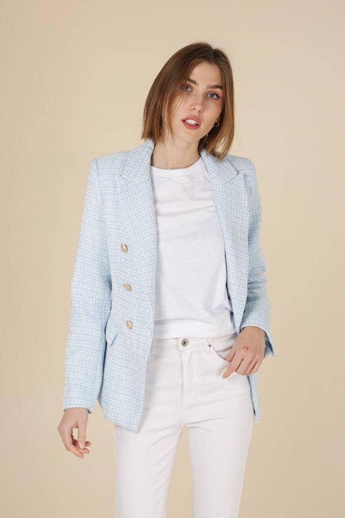 Mint Shiny Tweed Blazer - Premium Blazer from Attentif Paris - Just $120! Shop now at Ida Louise Boutique