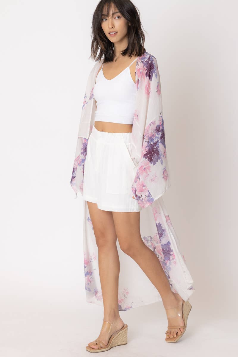 Flower Printed Maxi Cardigan Robe - Premium Kimono from En Crème - Just $52! Shop now at Ida Louise Boutique