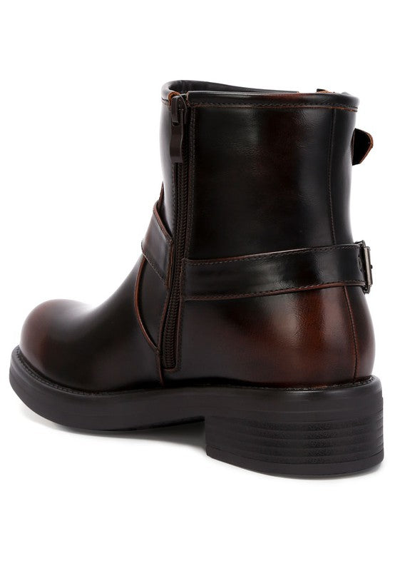 Allux Brushed Faux Leather Pin Buckle Boots - Premium Boots from Rag Company - Just $68! Shop now at Ida Louise Boutique