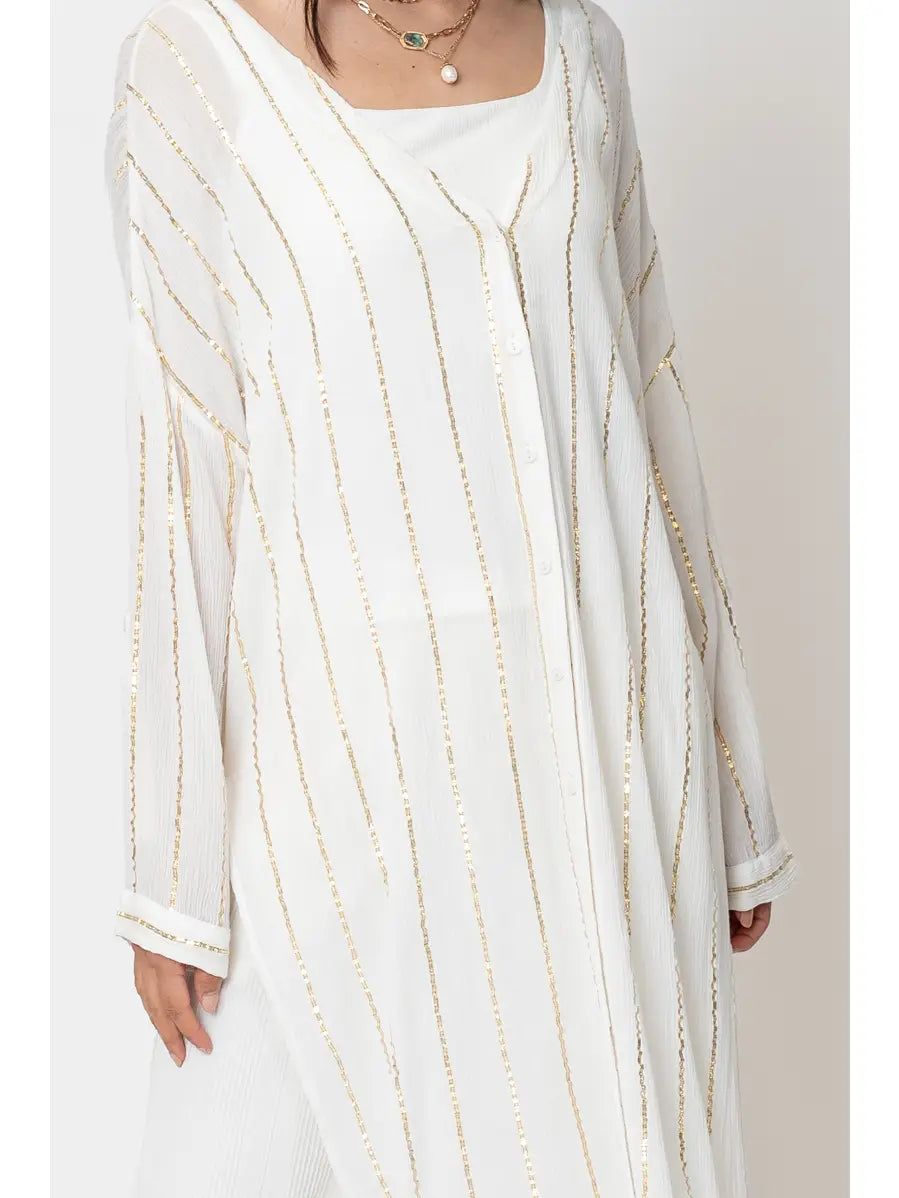Toni Sequin Striped Button Down Shirt Dress - Premium Apparel & Accessories from En Crème - Just $38! Shop now at Ida Louise Boutique
