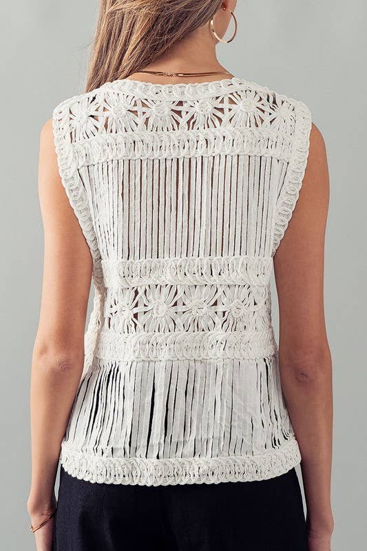 Floral Stripe Crochet Vest - Premium Vest from Fashion Week - Just $54! Shop now at Ida Louise Boutique