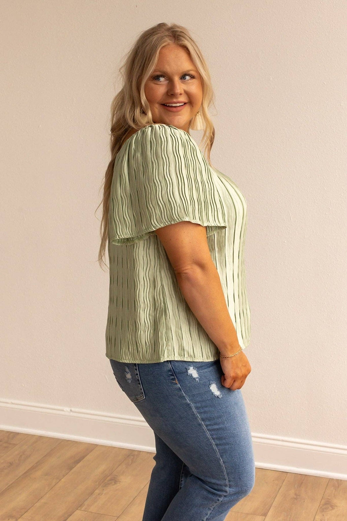 Lustrous Elegance Green Silk Top - Premium Tops from Southern Grace - Just $52! Shop now at Ida Louise Boutique