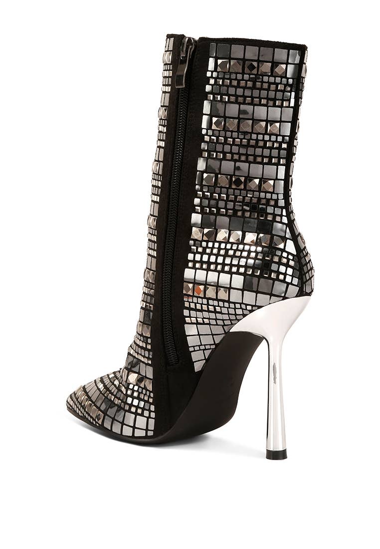 Mirror Embellished Stiletto Boots