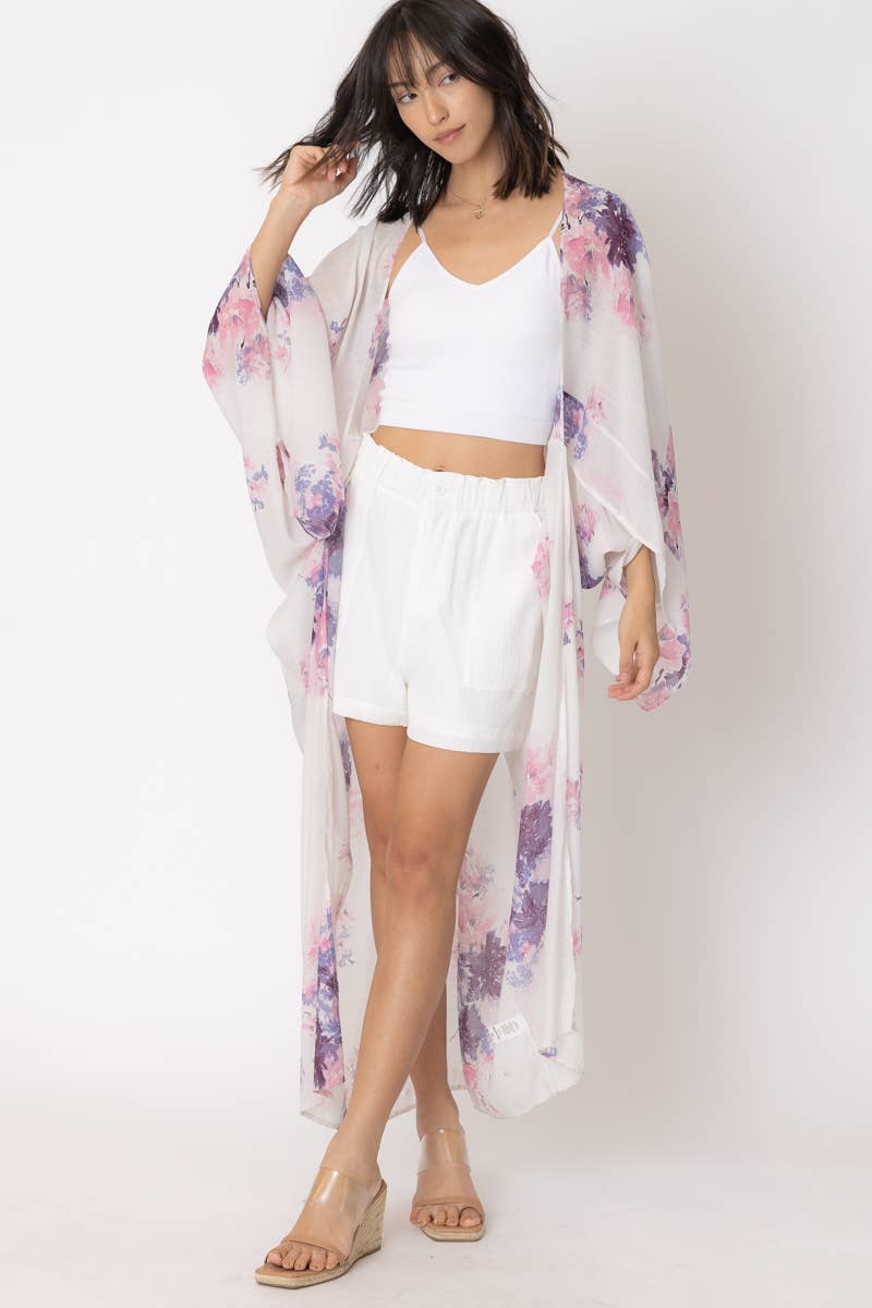 Flower Printed Maxi Cardigan Robe - Premium Kimono from En Crème - Just $52! Shop now at Ida Louise Boutique