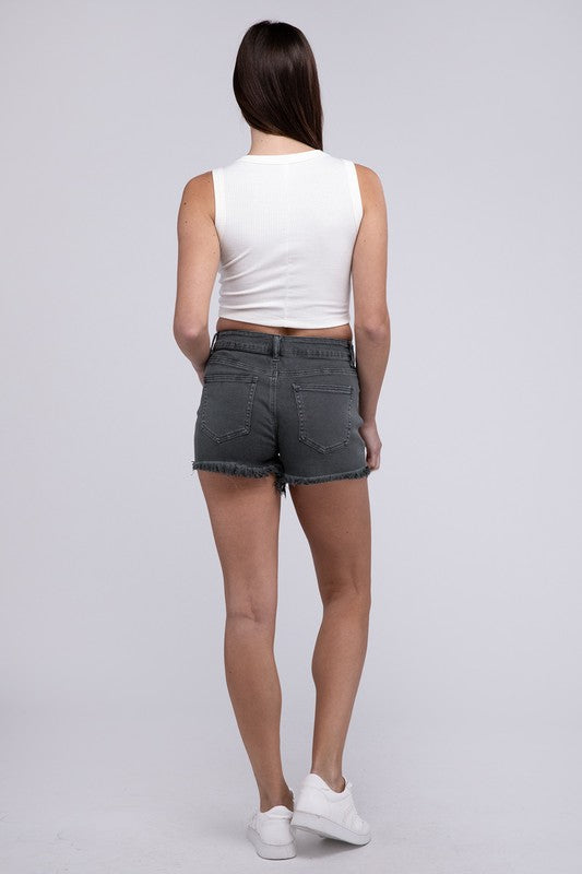 Acid Washed Frayed Cutoff Hem Shorts - Premium Shorts from ZENANA - Just $48! Shop now at Ida Louise Boutique
