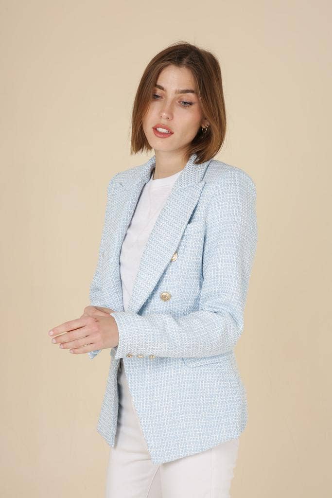 Mint Shiny Tweed Blazer - Premium Blazer from Attentif Paris - Just $120! Shop now at Ida Louise Boutique