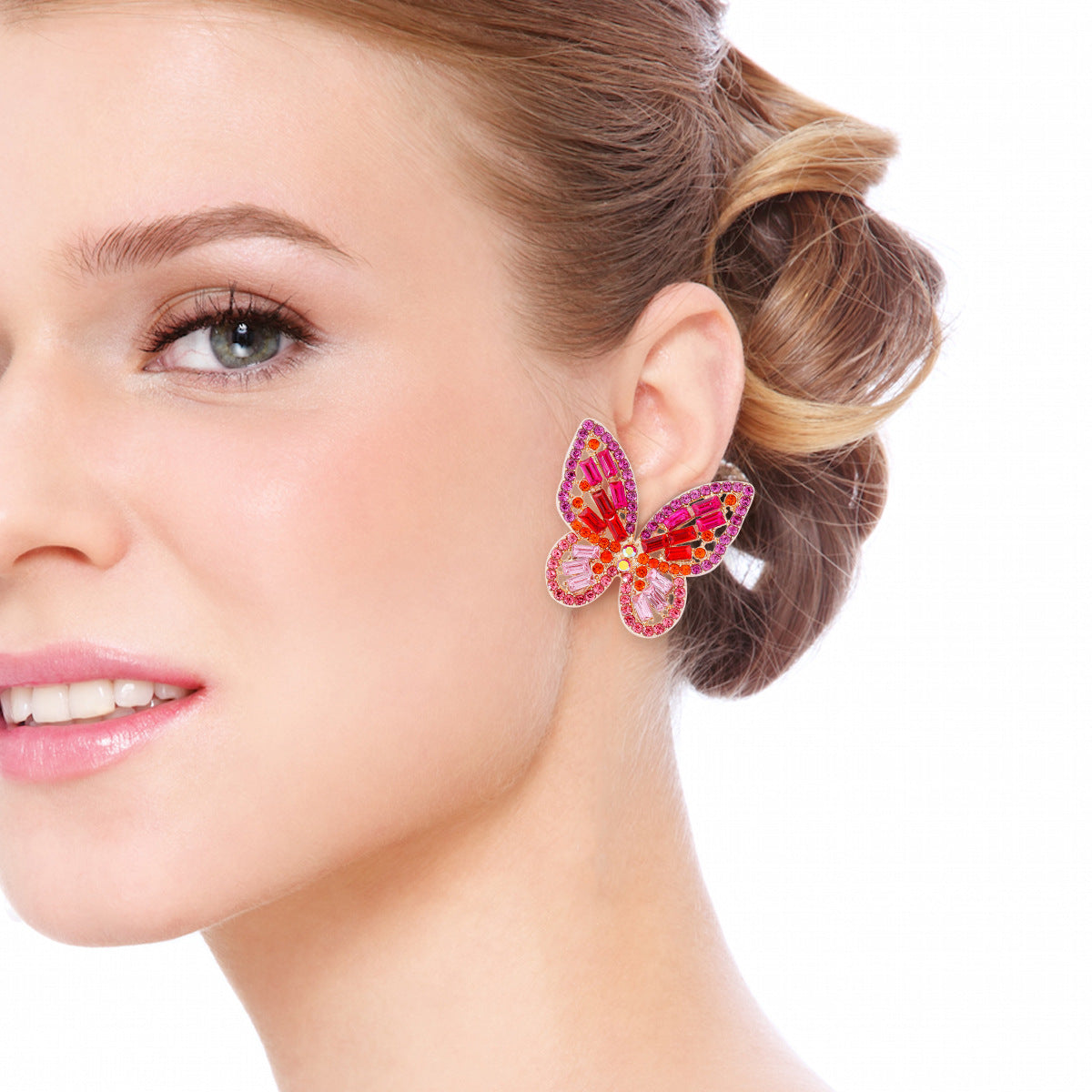 Alloy Inlaid Rhinestone Butterfly Earrings - Premium Earrings from Trendsi - Just $11! Shop now at Ida Louise Boutique