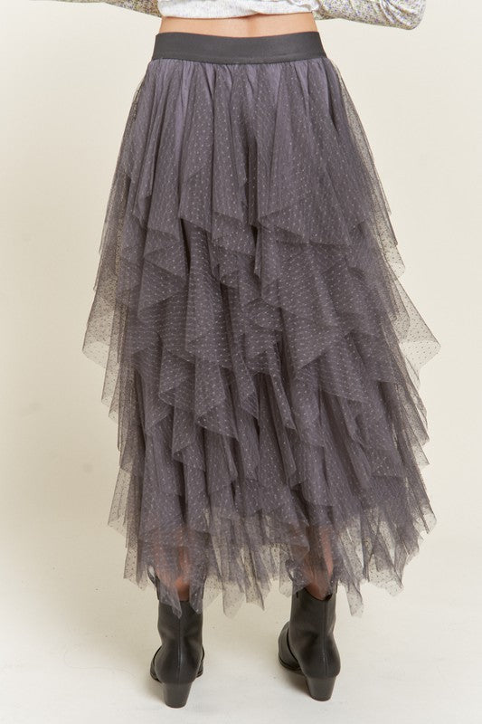 Layered Ruffle Mesh A-Line Skirt - Premium Skirt from Jade By Jane - Just $58! Shop now at Ida Louise Boutique