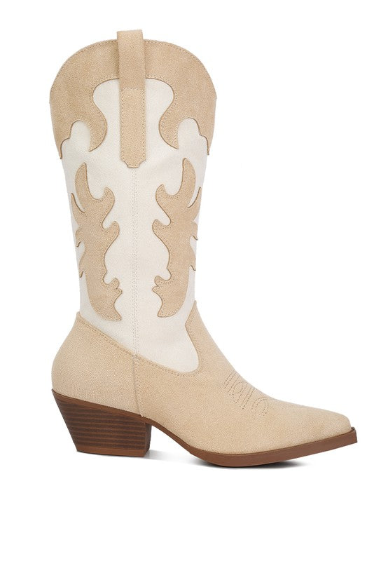 Adanna Micro Suede Patchwork Cowboy Boots - Premium Boots from Rag Company - Just $88! Shop now at Ida Louise Boutique