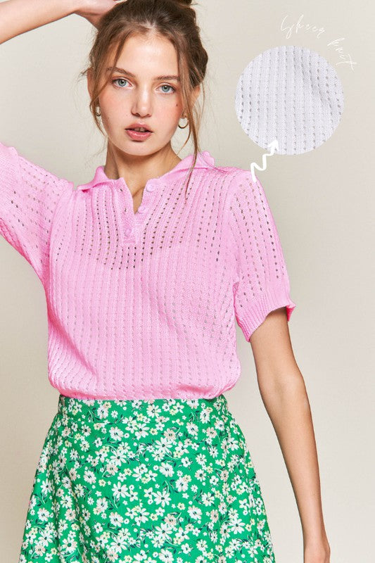 Claudia Perforated Pink Top - Premium Tops from Ida Louise Boutique - Just $46! Shop now at Ida Louise Boutique