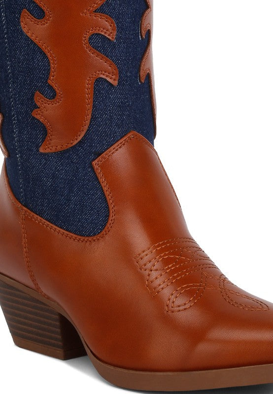 Fallon Faux Leather Patchwork Cowboy Boots - Premium Cowboy Boots from Rag Company - Just $88! Shop now at Ida Louise Boutique