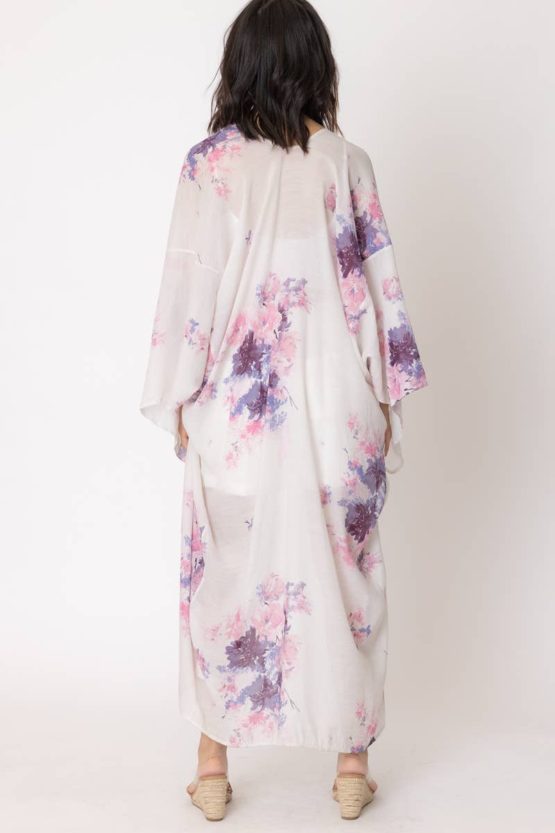 Flower Printed Maxi Cardigan Robe - Premium Kimono from En Crème - Just $52! Shop now at Ida Louise Boutique