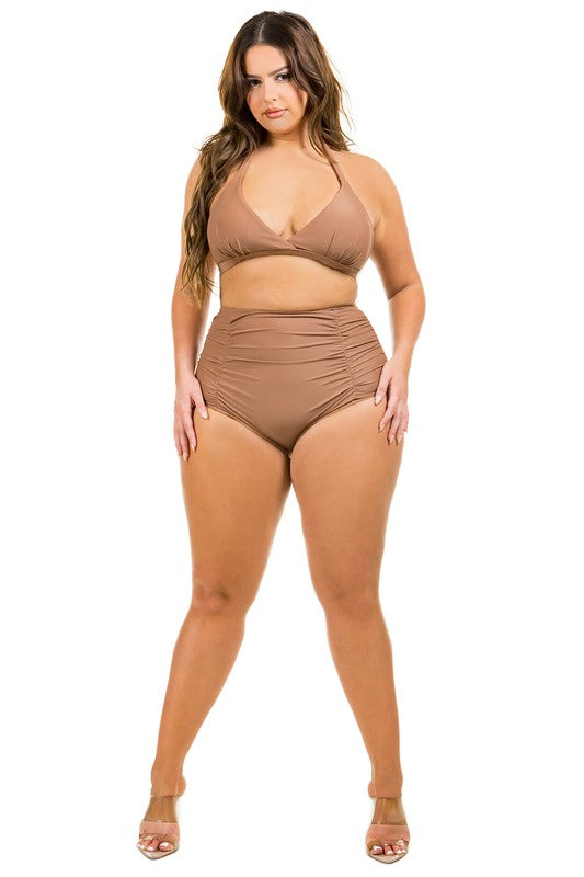 Two Piece High Waist with Rughe Front - Premium swimsuit from Mermaid Swimwear - Just $60! Shop now at Ida Louise Boutique