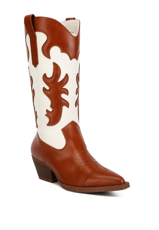 Fallon Faux Leather Patchwork Cowboy Boots - Premium Cowboy Boots from Rag Company - Just $88! Shop now at Ida Louise Boutique