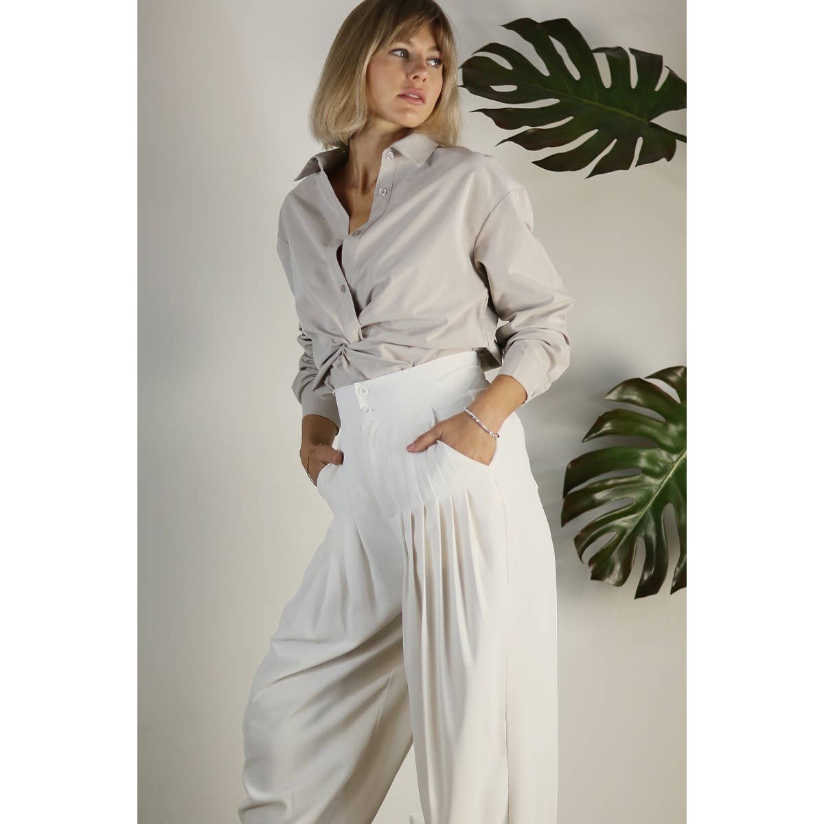 Pleated Bolero High Waist Pants - Premium Pants from Mulla - Just $40! Shop now at Ida Louise Boutique