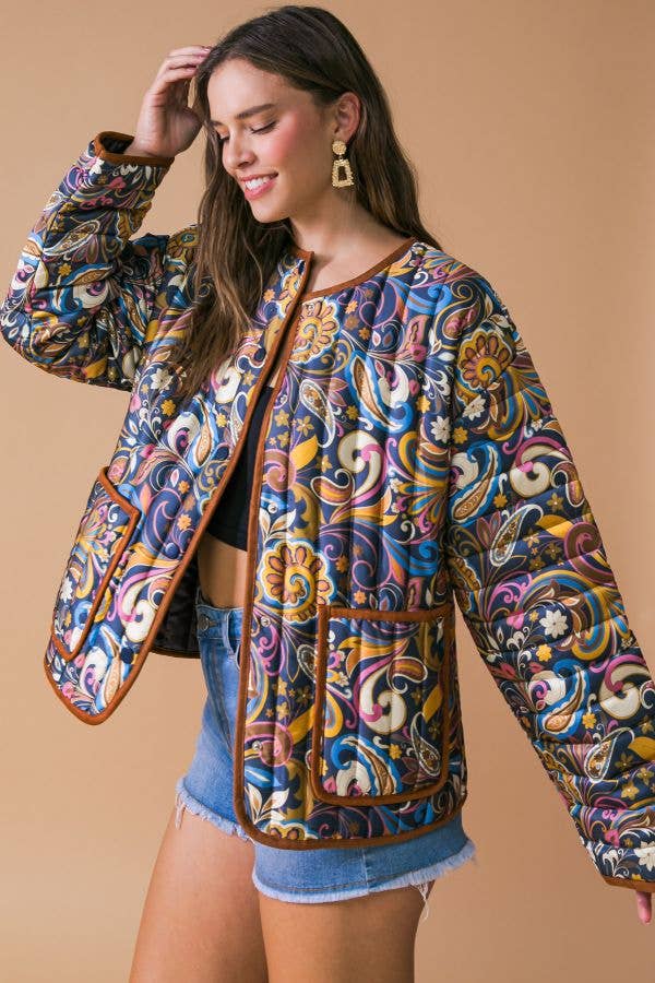 Paisley Quilted Jacket - Premium Jacket from FLYING TOMATO - Just $50! Shop now at Ida Louise Boutique