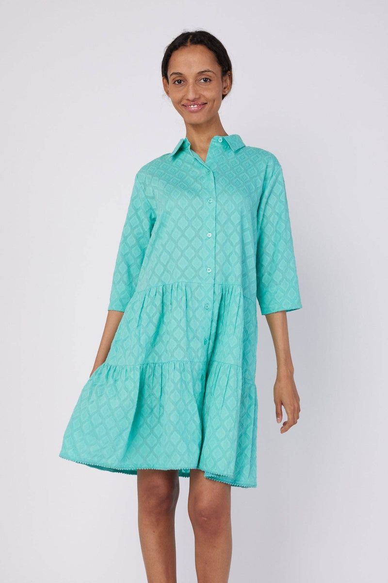 Alcee Turquoise Blue Resort Wear Summer Shirt Dress - Premium Dresses from ModaPosa - Just $78! Shop now at Ida Louise Boutique